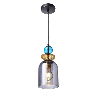 Lampa wisząca Tropea dymna średnia w nowoczesnym salonie
