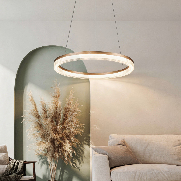 Lampa wisząca Midway Cristal Triangle złoto - transparentna LED CCT - 13448