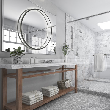 Nowoczesna lampa wisząca Mirror ring 90 cm czarna – ujęcie pod kątem