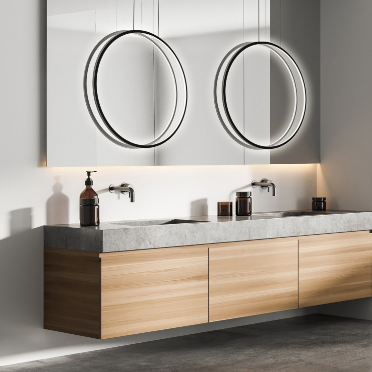 Czarna lampa wisząca Mirror LED w kształcie okręgu - 13536