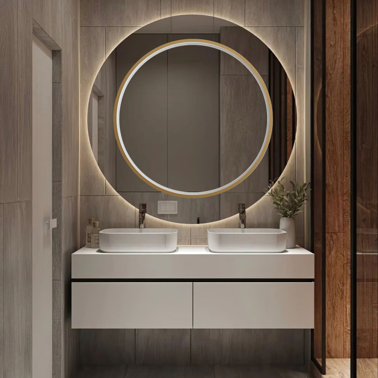 Nowoczesna lampa wisząca Mirror ring złota – ujęcie pod kątem - 13544