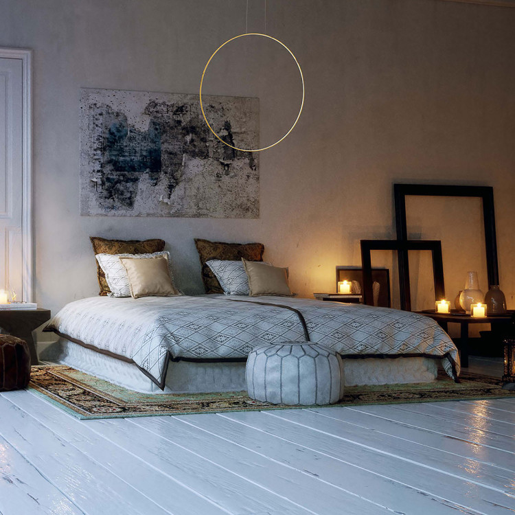 Lampa sufitowa Mirror ze złotą okrągłą konstrukcją - 13546
