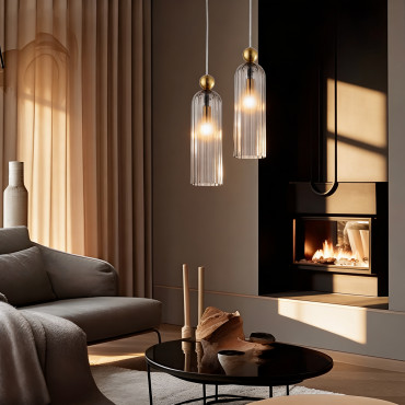 Nowoczesna lampa wisząca Piega 1xE14 smoked – widok frontowy