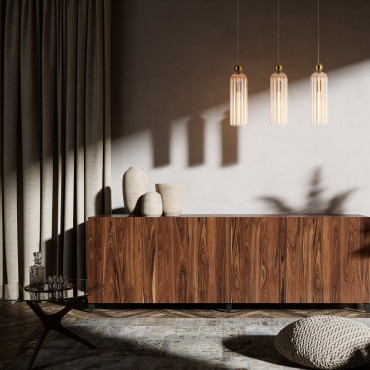 Nowoczesna lampa wisząca Piega 3xE14 amber – widok frontowy