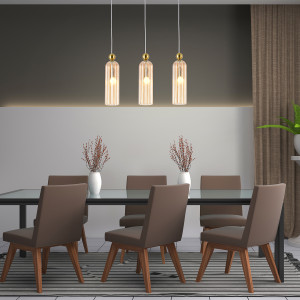 Elegancka lampa wisząca Piega Amber do salonu i jadalni