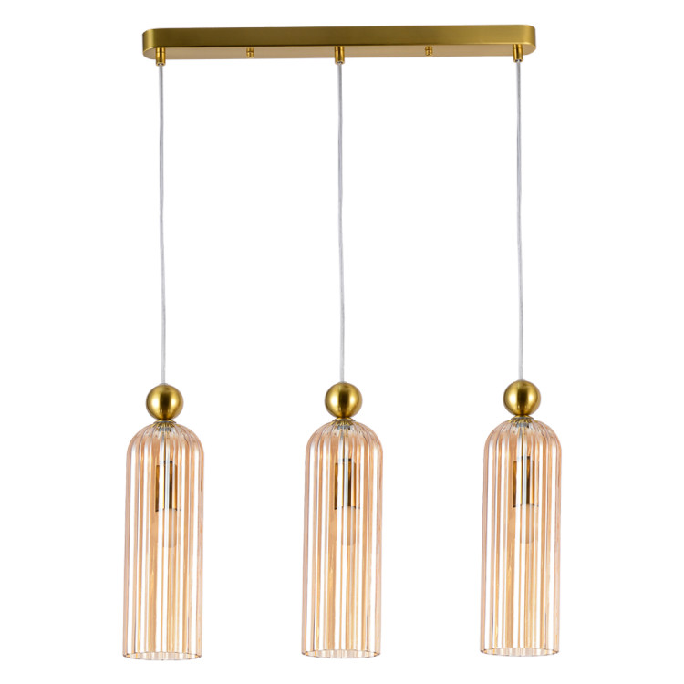 Potrójna lampa Piega w stylu glamour z bursztynowym szkłem - 13634
