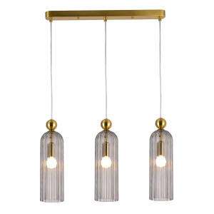 Lampa wisząca Piega LP-939/3L Smoked z trzema dymionymi kloszami