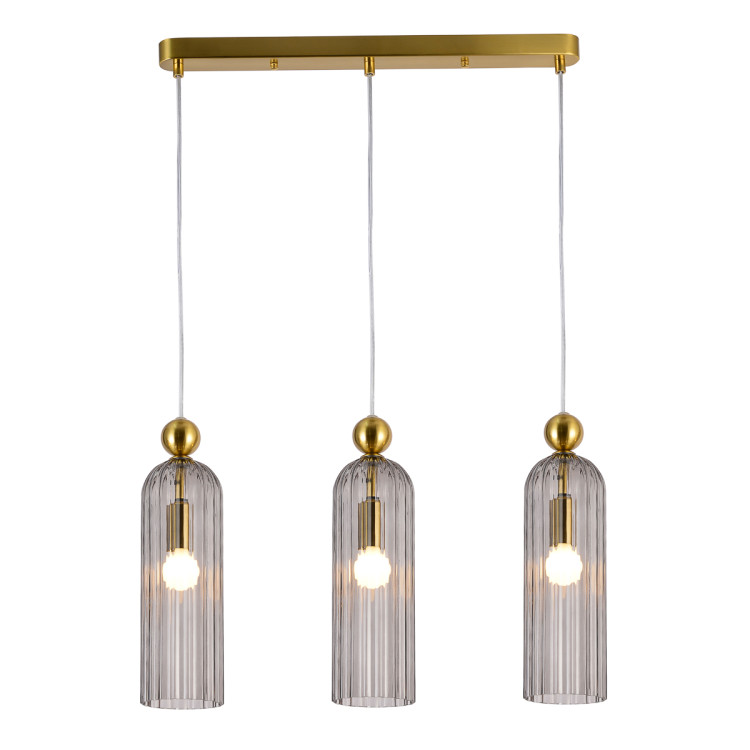 Lampa wisząca Piega LP-939/3L Smoked z trzema dymionymi kloszami - 13638