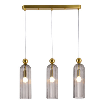Lampa wisząca Piega LP-939/3L Smoked z trzema dymionymi kloszami