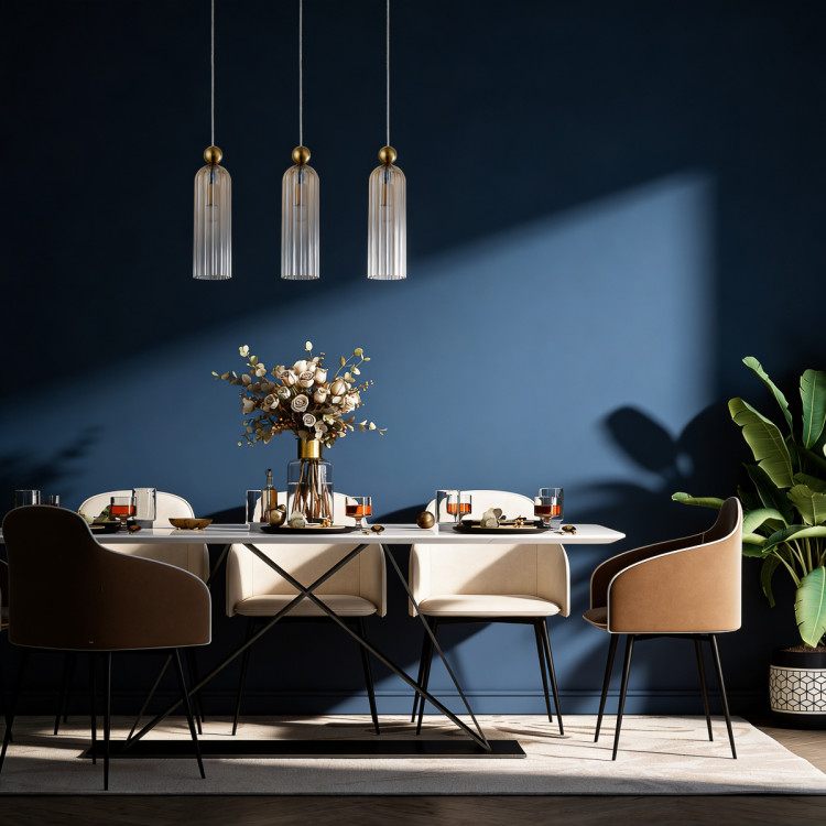 Nowoczesna lampa wisząca Piega 3xE14 smoked – widok frontowy - 13639