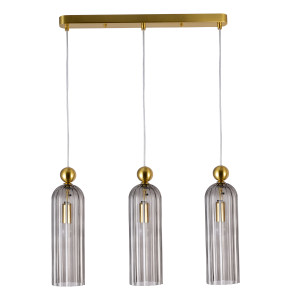 Potrójna lampa Piega w stylu glamour z przydymionym szkłem