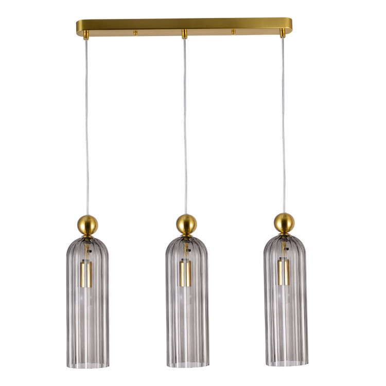 Potrójna lampa Piega w stylu glamour z przydymionym szkłem - 13642