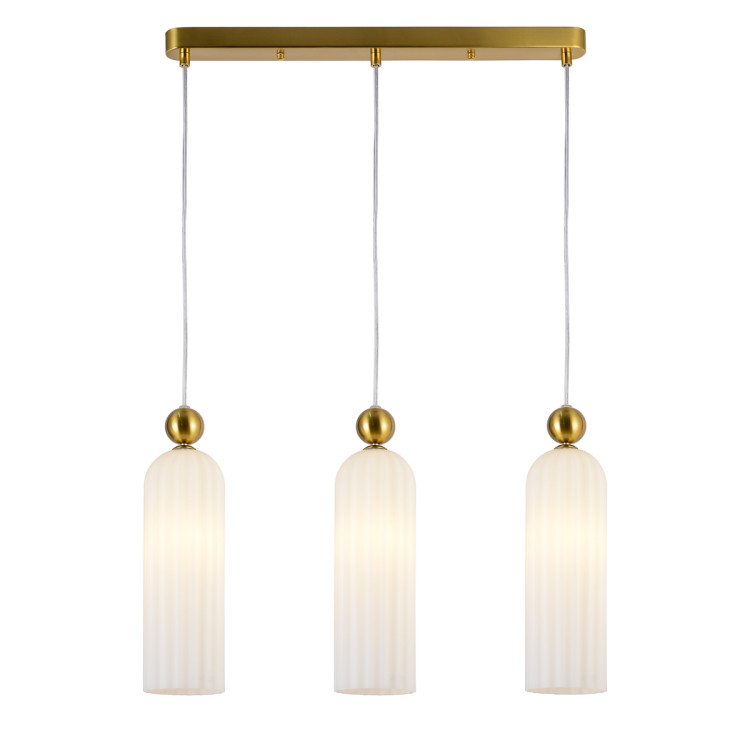 Lampa wisząca Piega LP-939/3L White z trzema białymi szklanymi kloszami - 13654