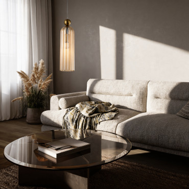 Nowoczesna lampa wisząca Piega 1xE14 amber – widok frontowy