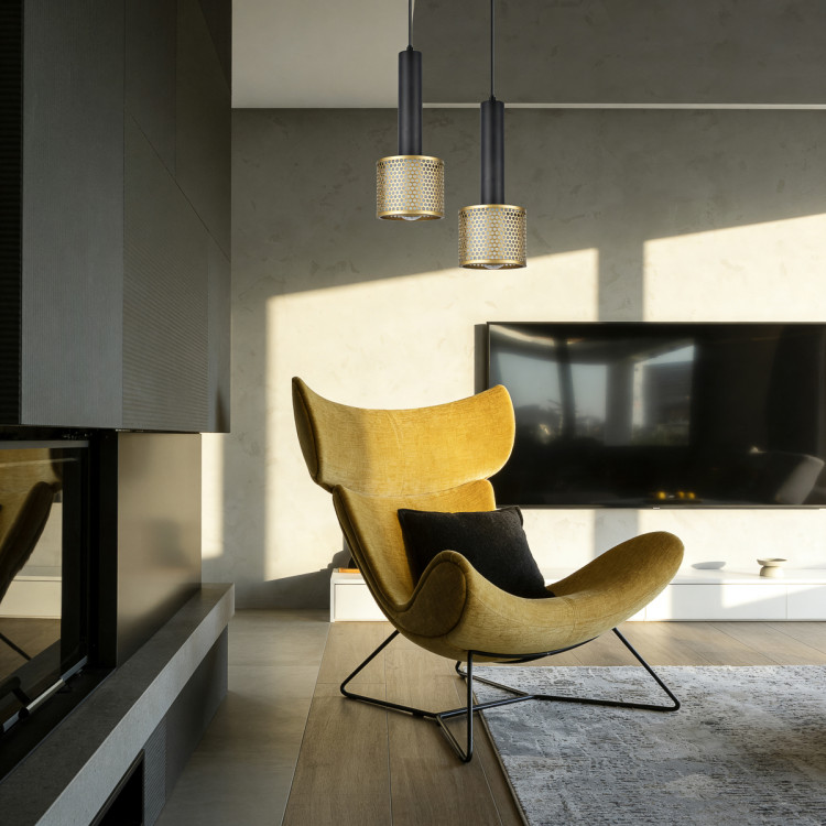 Lampa wisząca Amo złoto-czarna 1xE27 - 13729