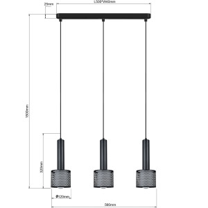 Lampa wisząca Amo czarna 3xE27