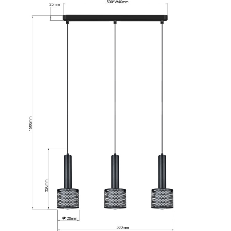 Lampa wisząca Amo czarna 3xE27 - 13747