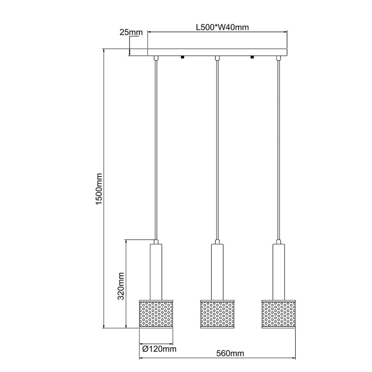 Lampa wisząca Amo czarno-złota 3xE27 - 13753