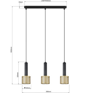 Lampa wisząca Amo czarno-złota 3xE27