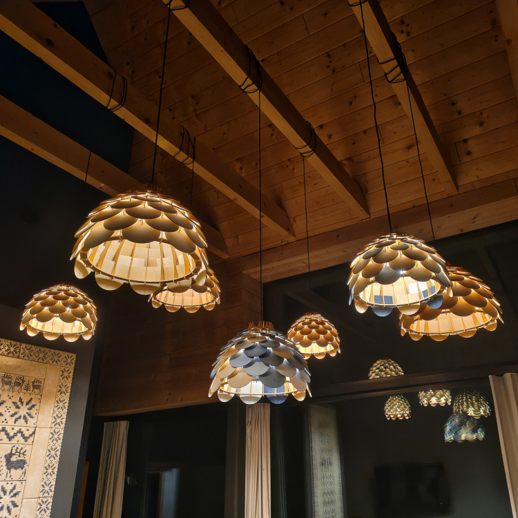 Duża lampa wisząca Burgo 1xE27 w stylu japandi i boho - 13768