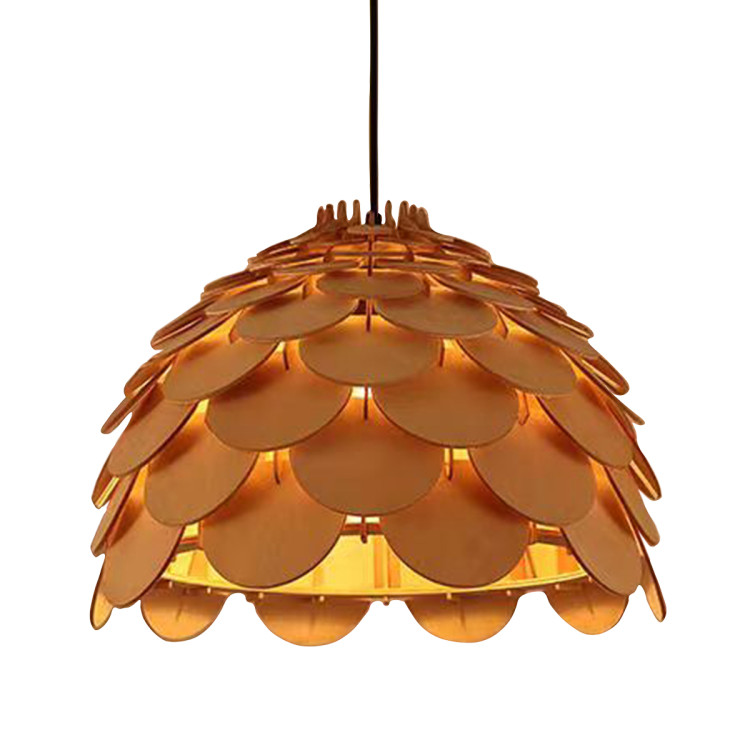 Duża drewniana lampa wisząca Burgo do salonu i jadalni - 13775