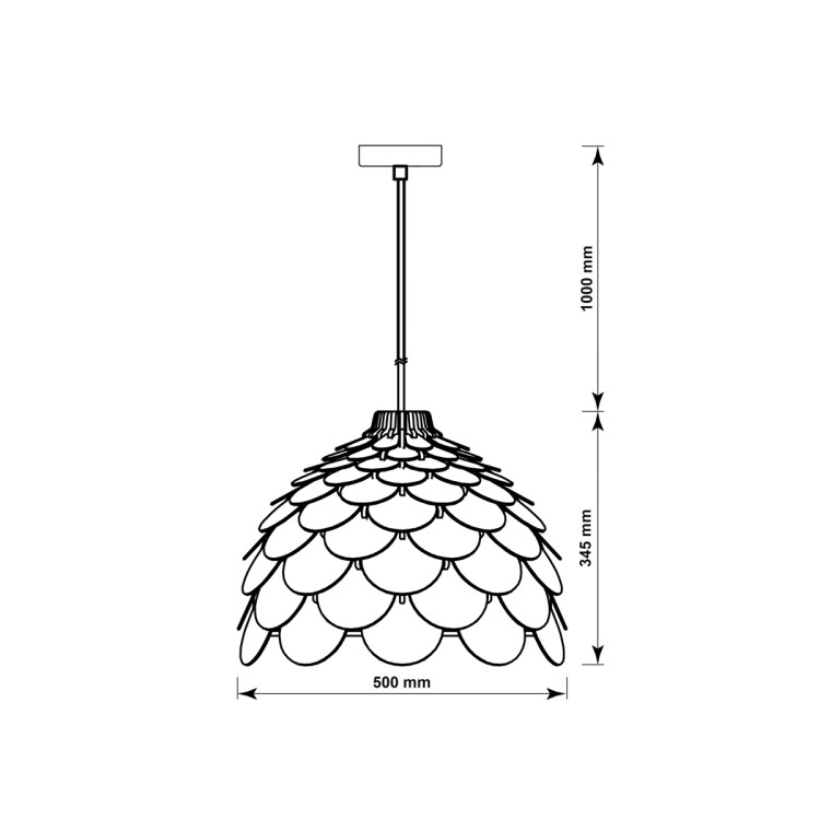 Duża drewniana lampa wisząca Burgo do salonu i jadalni wymiary - 13776