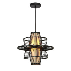 Rattanowa lampa wisząca Astra czarna 1xE27