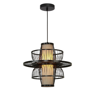 Rattanowa lampa wisząca Astra czarna 1xE27