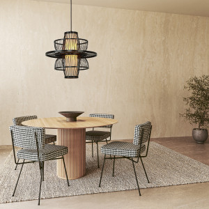 Rattanowa lampa wisząca Astra czarna 1xE27
