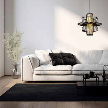 Rattanowa lampa wisząca Astra czarna 1xE27