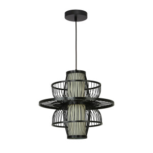 Rattanowa lampa wisząca Astra czarna 1xE27