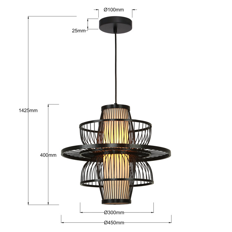 Rattanowa lampa wisząca Astra czarna 1xE27 - 14213