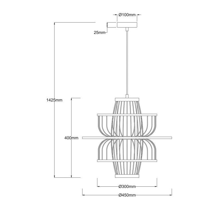 Rattanowa lampa wisząca Astra naturalna 1xE27 - 14224