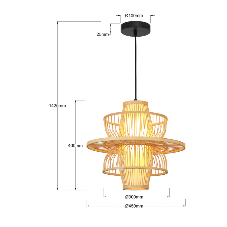 Rattanowa lampa wisząca Astra naturalna 1xE27 - 14225