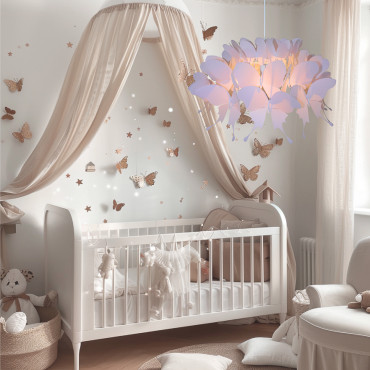 Różowa lampa Farfalla 1xE27 z dekoracyjnym kloszem