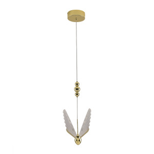 Złota lampa wisząca Mariposa do sypialni w stylu glamour