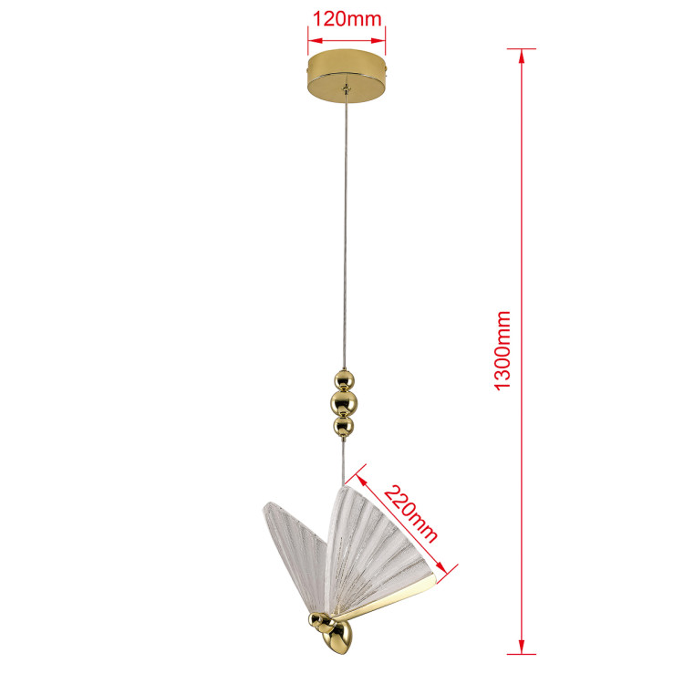 Lampa wisząca Mariposa 1 złota LED CCT - 14610