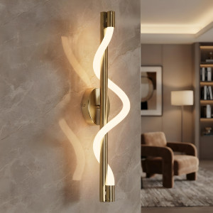 Złota lampa ścienna Meleca do wnętrza glamour