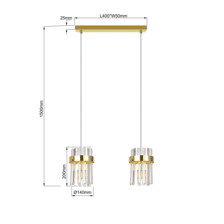 Lampa wisząca Vetro złota 2xE14 - 14846