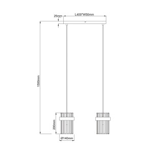 Lampa wisząca Vetro złota 2xE14