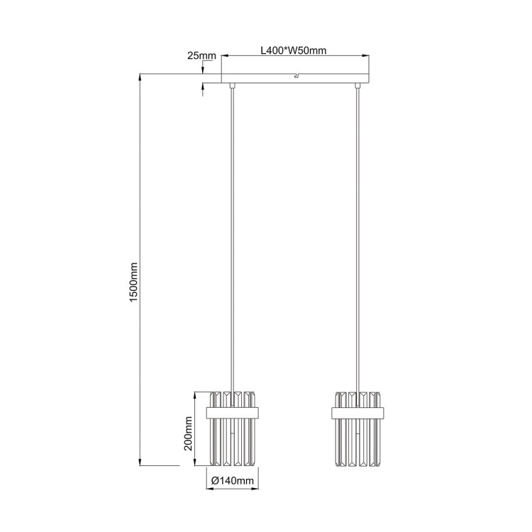 Lampa wisząca Vetro złota 2xE14 - 14847