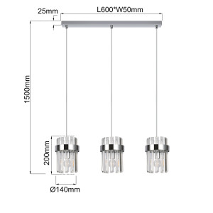 Lampa wisząca Vetro chrom 3xE14