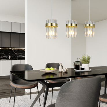Lampa wisząca Vetro złota 3xE14