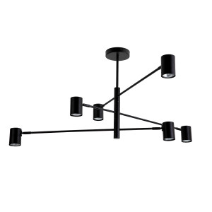 Czarna metalowa lampa wisząca Snow z sześcioma punktami światła