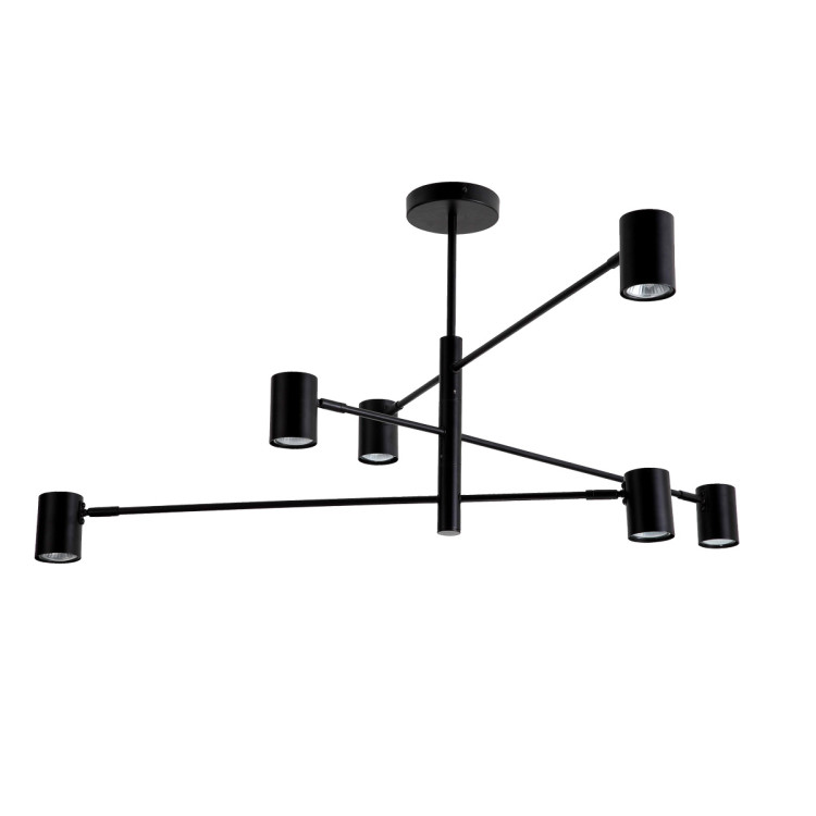 Czarna metalowa lampa wisząca Snow z sześcioma punktami światła - 15125