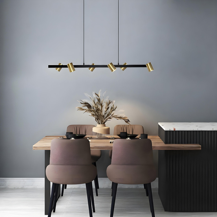 Lampa Snow 6 z czarną belką i złotymi reflektorami - 15179