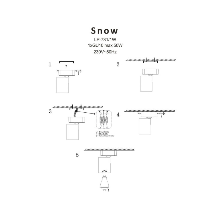 Spot Snow 1 czarny 1xGU10 - 15225