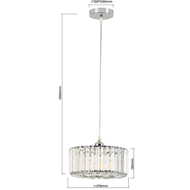 Okrągła lampa wisząca Vetro chrom 1xE27 - 15273