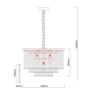 Lampa wisząca Vetro 5 srebrna 5xE14