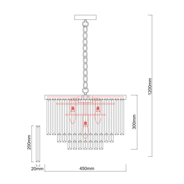 Lampa wisząca Vetro 5 srebrna 5xE14 - 15288